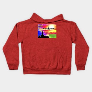 Airplane Landing at NYC Kids Hoodie